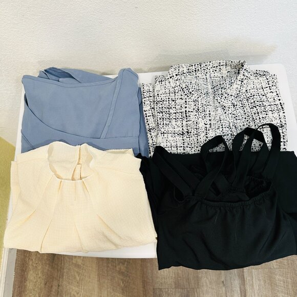 LOT of 4 Shein Polyester Top Blouses Assorted Styles Colors EUC Womens Sz Large - Picture 1 of 14